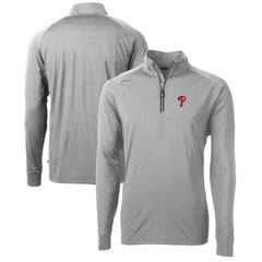 Philadelphia Phillies Cutter & Buck Adapt Eco Knit Stretch Recycled Quarter-Zip Pullover Top - Gray
