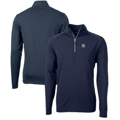 New York Yankees Cutter & Buck Adapt Eco Knit Stretch Recycled Quarter-Zip Pullover Top - Navy