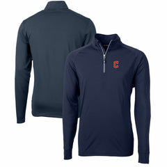 Cleveland Guardians Cutter & Buck Adapt Eco Knit Stretch Recycled Quarter-Zip Pullover Top - Navy