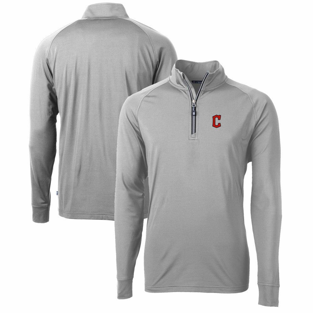 Cleveland Guardians Cutter & Buck Adapt Eco Knit Stretch Recycled Quarter-Zip Pullover Top - Gray