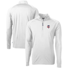 Minnesota Twins Cutter & Buck Adapt Eco Knit Stretch Recycled Quarter-Zip Pullover Top - White