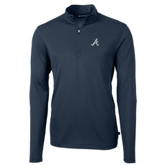 Atlanta Braves Cutter & Buck Virtue Eco Pique Recycled Quarter-Zip Pullover Top - Navy