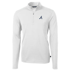 Atlanta Braves Cutter & Buck Virtue Eco Pique Recycled Quarter-Zip Pullover Top - White