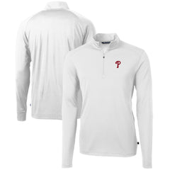 Philadelphia Phillies Cutter & Buck Virtue Eco Pique Recycled Quarter-Zip Pullover Top - White