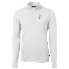 Philadelphia Phillies Cutter & Buck Virtue Eco Pique Recycled Quarter-Zip Pullover Top - White
