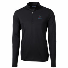 Miami Marlins Cutter & Buck Virtue Eco Pique Recycled Quarter-Zip Pullover Top - Black