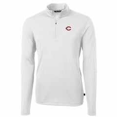 Cincinnati Reds Cutter & Buck Virtue Eco Pique Recycled Quarter-Zip Pullover Top - White