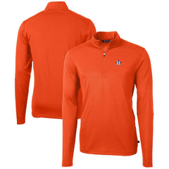Houston Astros Cutter & Buck Virtue Eco Pique Recycled Quarter-Zip Pullover Top - Orange