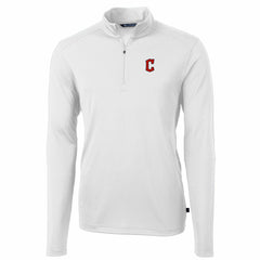 Cleveland Guardians Cutter & Buck Virtue Eco Pique Recycled Quarter-Zip Pullover Top - White