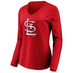 St. Louis Cardinals Women's Team Long Sleeve V-Neck T-Shirt - Red