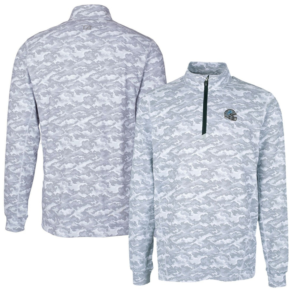 NFL Detroit Lions Cutter & Buck Helmet Traverse Camo Print Stretch Quarter-Zip Pullover Top