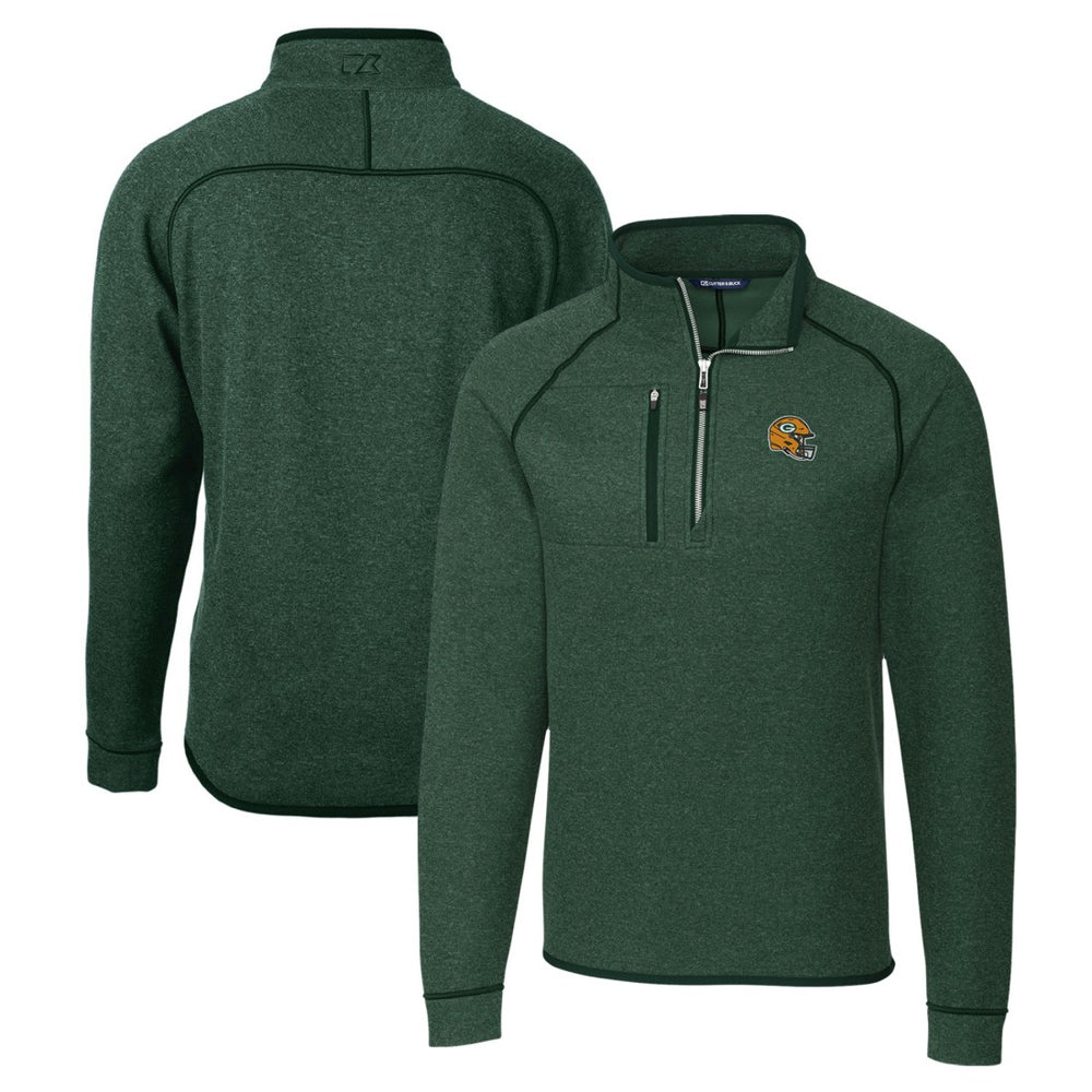 NFL Green Bay Packers Cutter & Buck Helmet Mainsail Sweater-Knit Half-Zip Pullover Jacket