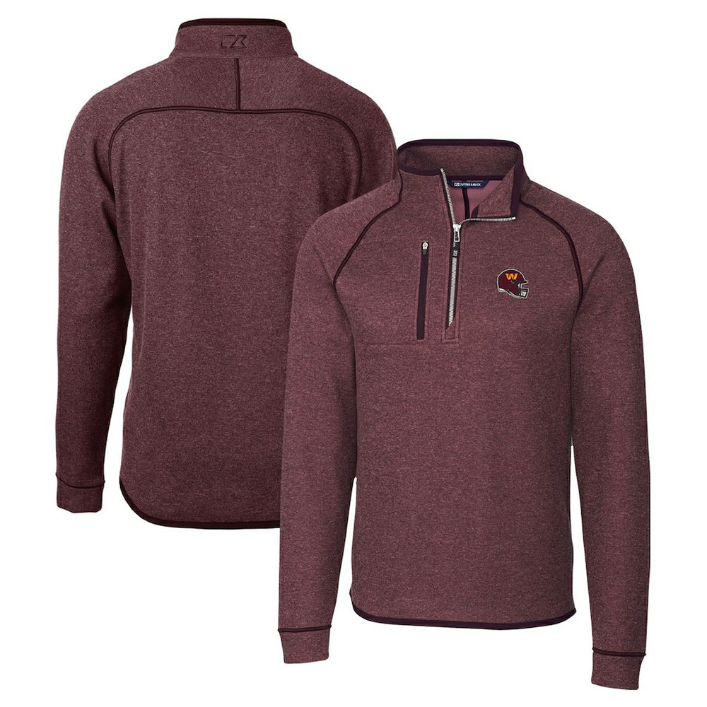 NFL Washington Commanders Cutter & Buck Helmet Mainsail Sweater-Knit Half-Zip Pullover Jacket
