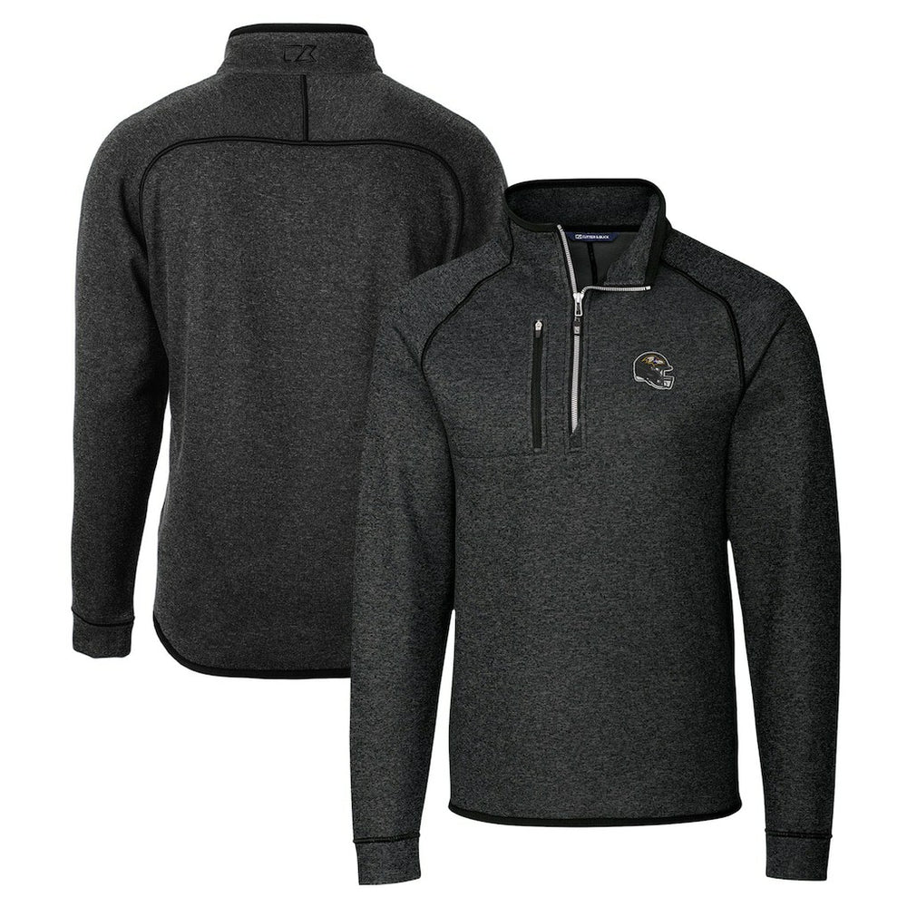 NFL Baltimore Ravens Cutter & Buck Helmet Mainsail Sweater-Knit Half-Zip Pullover Jacket
