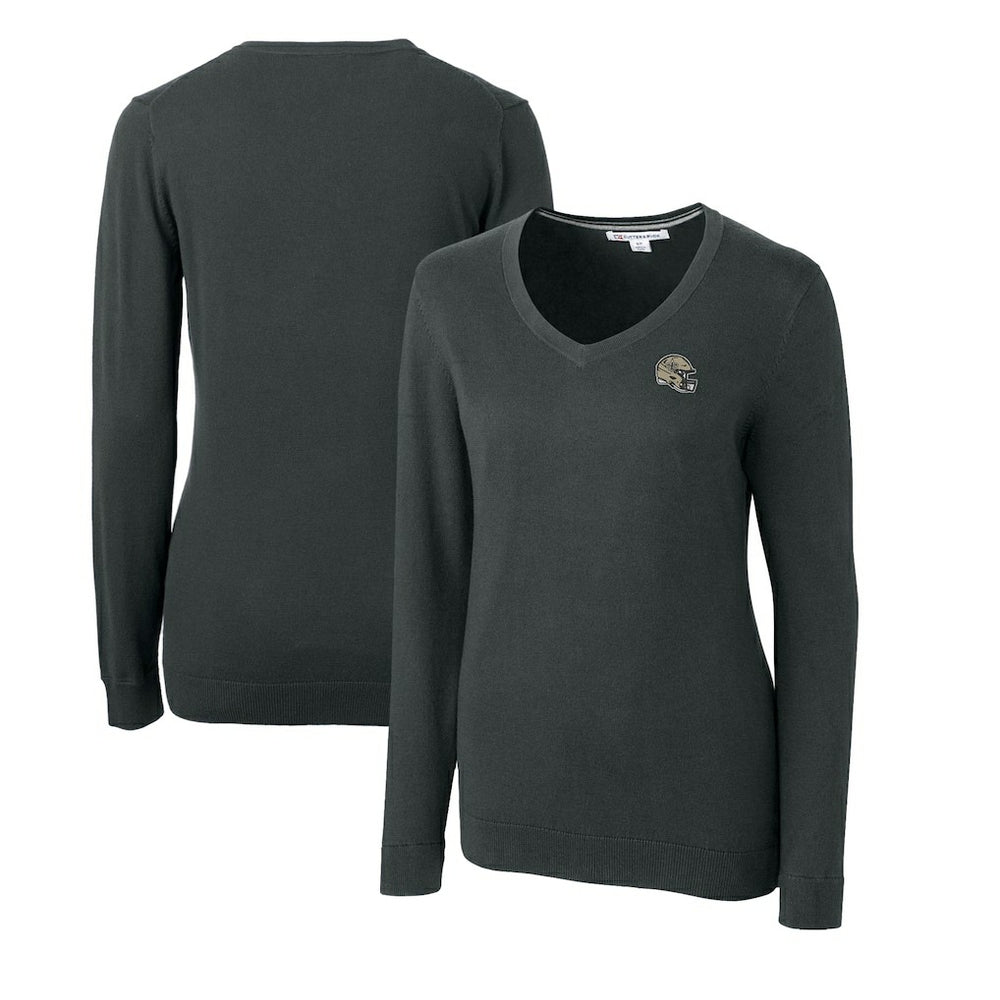 NFL New Orleans Saints Cutter & Buck Women's Helmet Logo Lakemont Tri-Blend V-Neck Pullover Sweater