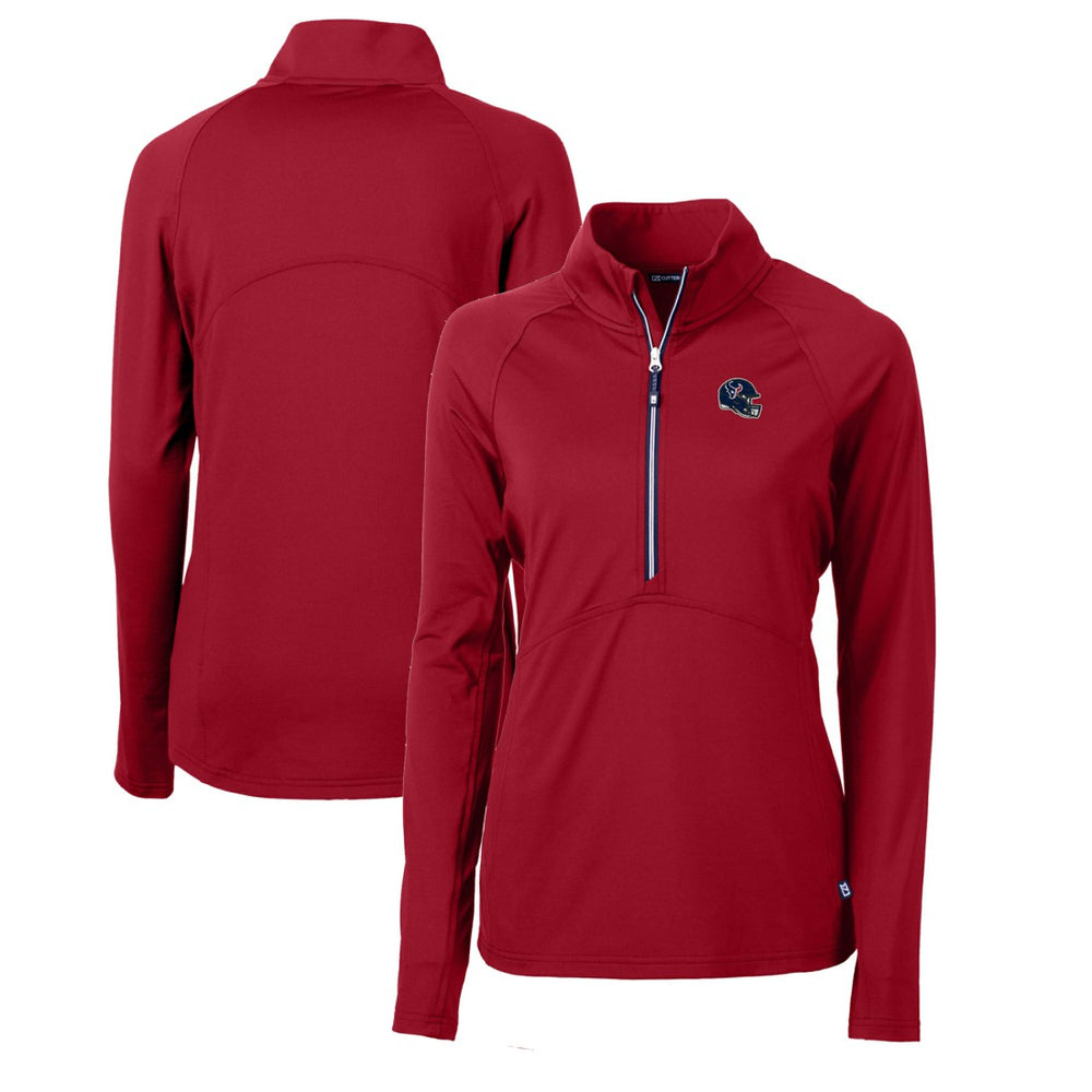 NFL Houston Texans Cutter & Buck Women's Helmet Logo Adapt Eco Knit Stretch Recycled Half-Zip Pullover Top