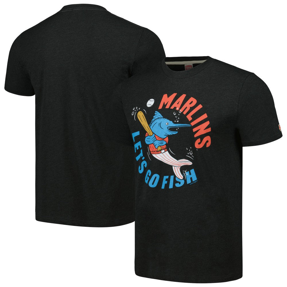 Miami Marlins Homage Doodle Collection Let's Go Fish Tri-Blend T-Shirt - Black