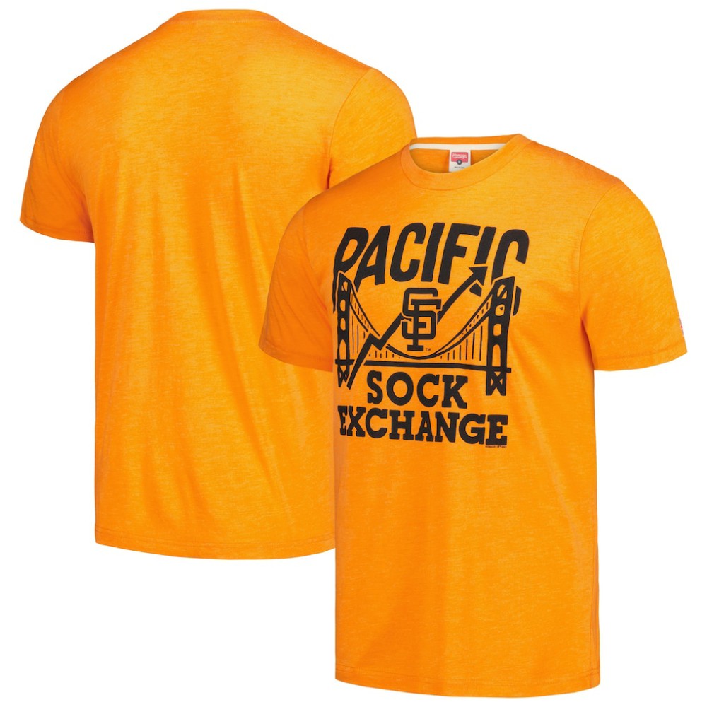 San Francisco Giants Homage Doodle Collection Pacific Sock Exchange Tri-Blend T-Shirt - Orange