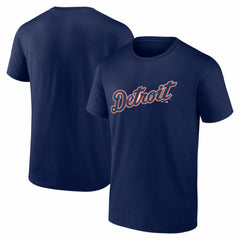 Detroit Tigers Logo Athletic Wordmark T-Shirt - Navy
