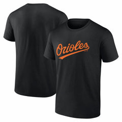 Baltimore Orioles Logo Athletic Wordmark T-Shirt - Black