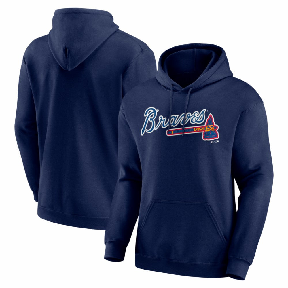 Atlanta Braves Logo Athletic Wordmark Hoodie - Navy