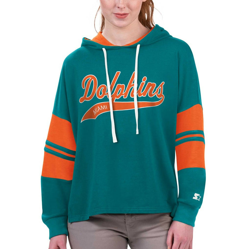 NFL Miami Dolphins Starter Women's Bump And Run Long Sleeve Hoodie T-Shirt