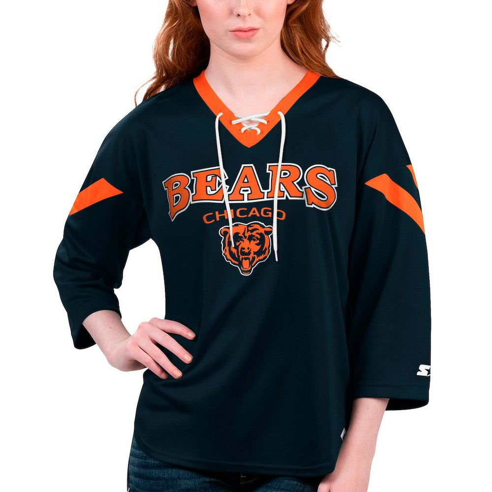 NFL Chicago Bears Starter Women's Rally Lace-Up 3/4 Sleeve T-Shirt