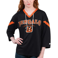 NFL Cincinnati Bengals Starter Women's Rally Lace-Up 3/4 Sleeve T-Shirt
