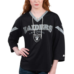 NFL Las Vegas Raiders Starter Women's Rally Lace-Up 3/4 Sleeve T-Shirt