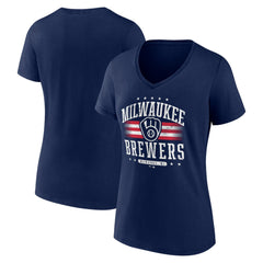 Milwaukee Brewers Women's Americana Team V-Neck T-Shirt - Navy