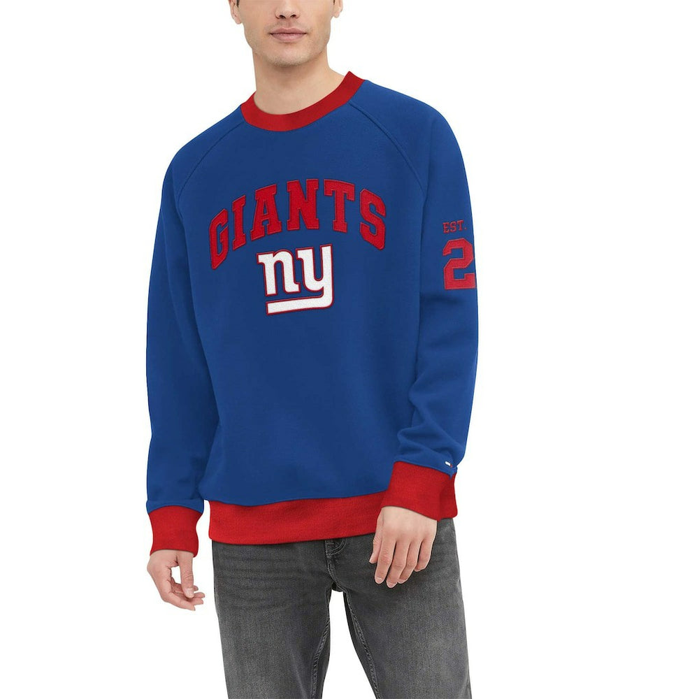 NFL New York Giants Tommy Hilfiger Reese Raglan Tri-Blend Pullover Sweatshirt