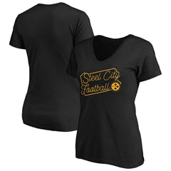NFL Pittsburgh Steelers Women's Script V-Neck T-Shirt