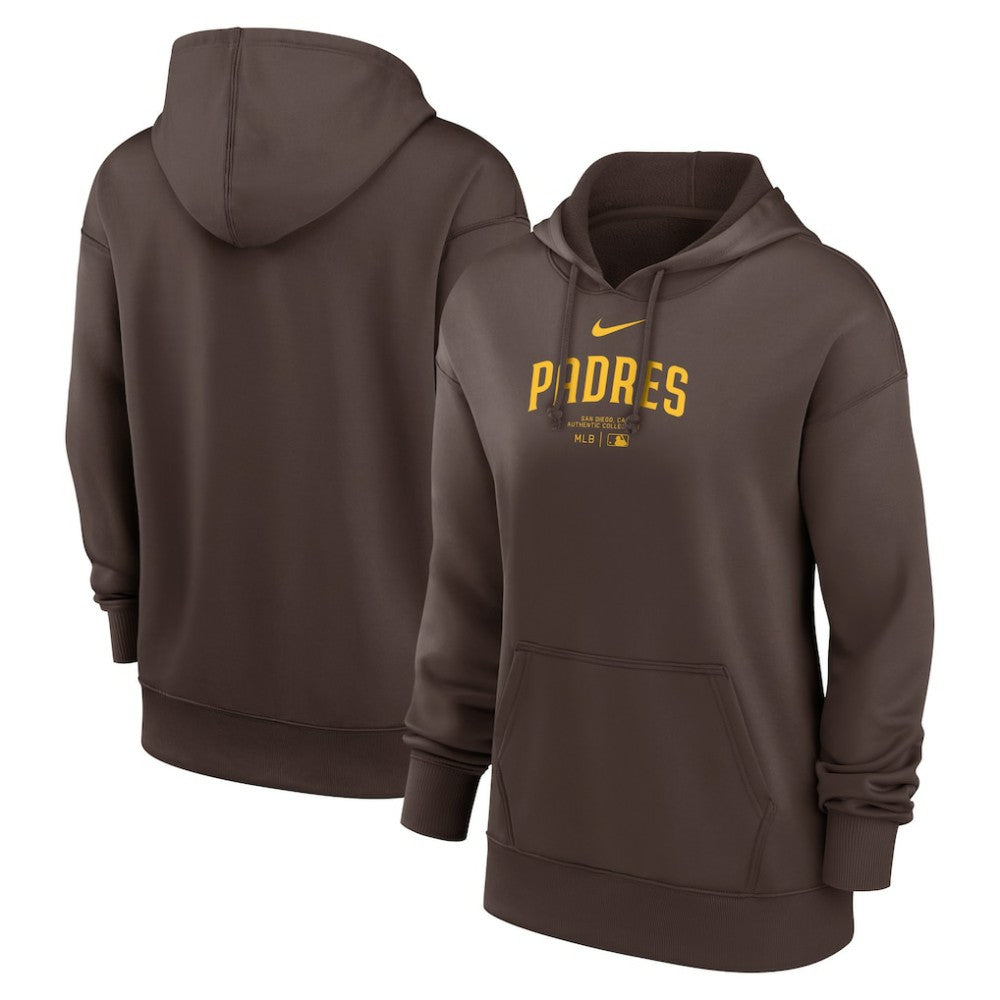 San Diego Padres Women's Authentic Collection Performance Pullover Hoodie - Brown | Nike