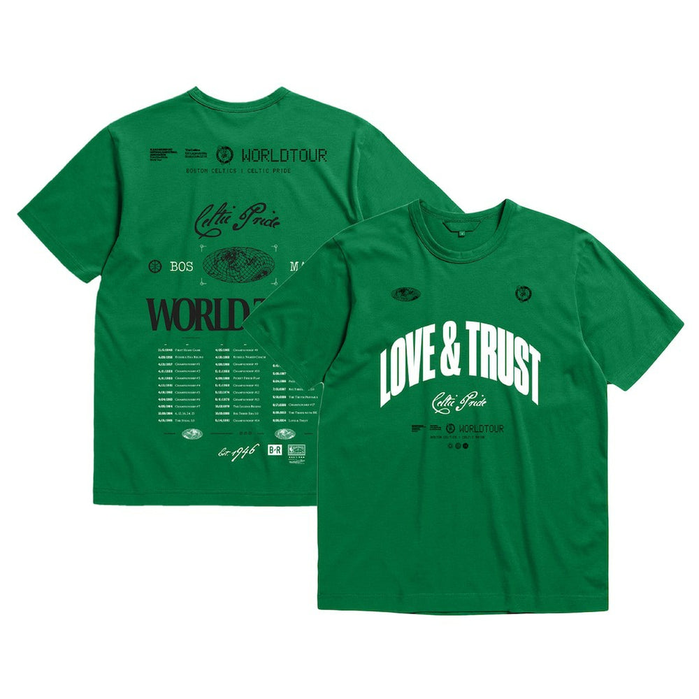 Boston Celtics Bleacher Report x Unisex World Tour T-Shirt - Kelly Green | Mitchell & Ness outlet