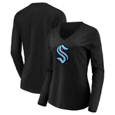 Seattle Kraken Women's Primary Logo V-Neck Long Sleeve T-Shirt
