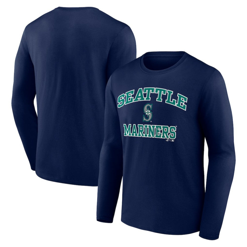 Seattle Mariners Logo Athletic Heart & Soul Long Sleeve T-Shirt - Navy