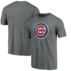 Chicago Cubs Official Logo Tri-Blend T-Shirt - Heather Gray