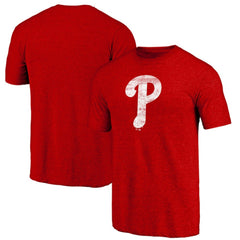 Philadelphia Phillies Official Logo Tri-Blend T-Shirt - Heather Red