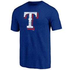 Texas Rangers Official Logo Tri-Blend T-Shirt - Heather Royal