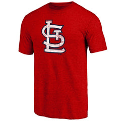 St. Louis Cardinals Official Logo Tri-Blend T-Shirt - Heather Red