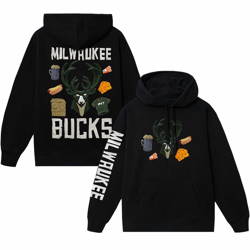 Milwaukee Bucks NBA x MARKET Unisex Claymation Pullover Hoodie - Black cheap