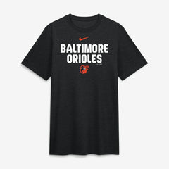 Baltimore Orioles Stacked Tri-Blend T-Shirt - Heather Black | Nike