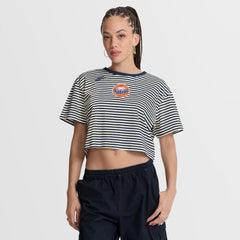 Houston Astros Women's Cooperstown Collection Striped Cropped T-Shirt - Navy/Cream | Nike