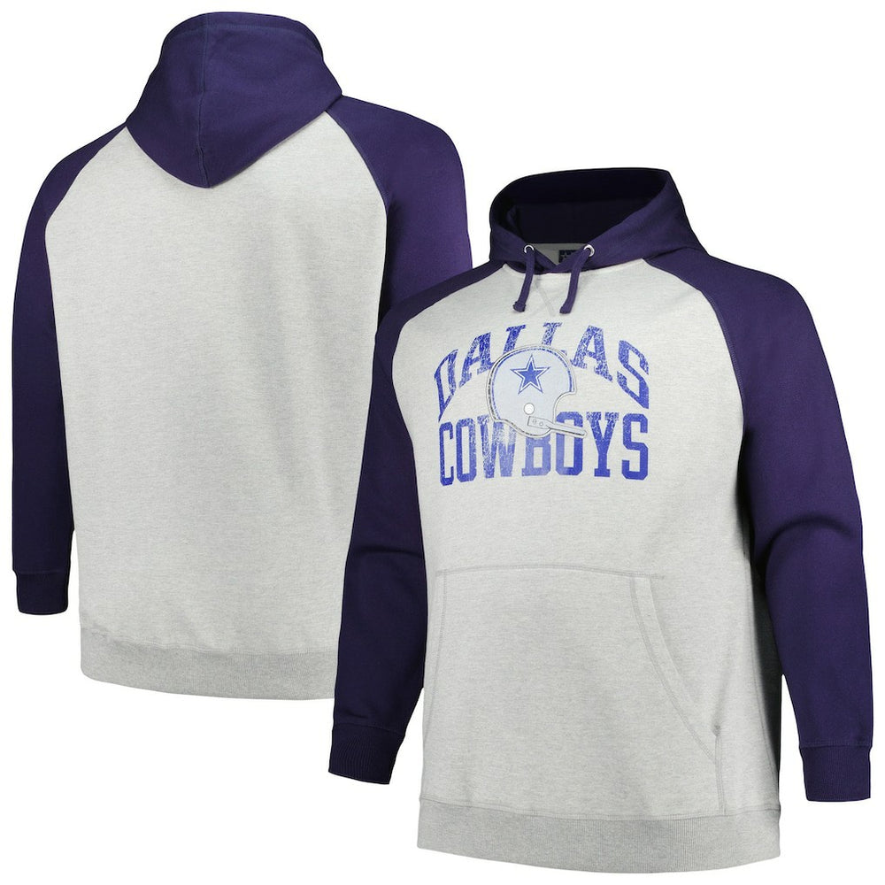 NFL Dallas Cowboys Profile Big & Tall Favorite Arch Throwback Raglan Pullover Hoodie