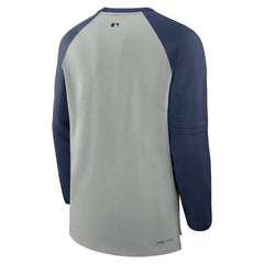 Tampa Bay Rays Authentic Collection Game Time Raglan Performance Long Sleeve T-Shirt - Heather Gray/Navy | Nike