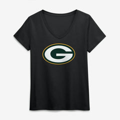 NFL Green Bay Packers Logo Athletic Women's Primary Logo V-Neck T-Shirt