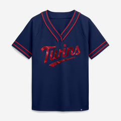 Minnesota Twins Women's Diva Race Ahead Raglan V-Neck T-Shirt - Navy