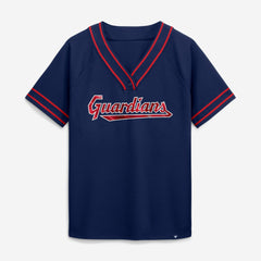 Cleveland Guardians Women's Diva Race Ahead Raglan V-Neck T-Shirt - Navy