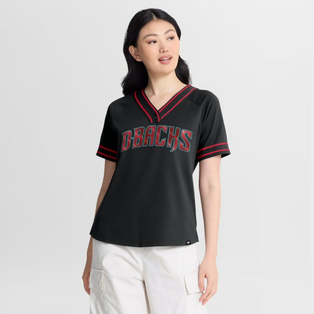 Arizona Diamondbacks Women's Diva Race Ahead Raglan V-Neck T-Shirt - Black