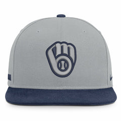 Milwaukee Brewers Primetime Pro Dri-FIT Snapback Hat - Gray/Navy | Nike